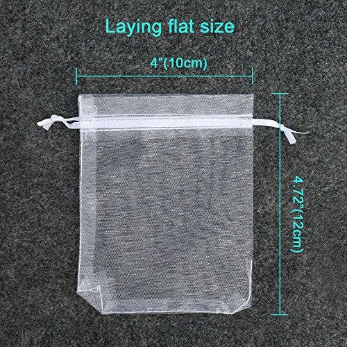 Hopttreely Hopttreely 100PCS Premium Sheer Organza Bags, White Wedding Favor Bags, 4x4.72 Jewelry Gift Bags for Party, Jewelry, Christmas, Festival, Bathroom Soaps, Makeup Organza, Wrapping Supplie