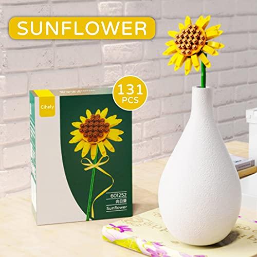 Cihely Cihely Flower Bouquet Building Blocks Kits Rose Yellow 601239-B, Artificial Flowers Building Project to Release Stress and Focus The Mind, for Birthday Gifts to Adults/Teens(100+ Pieces)