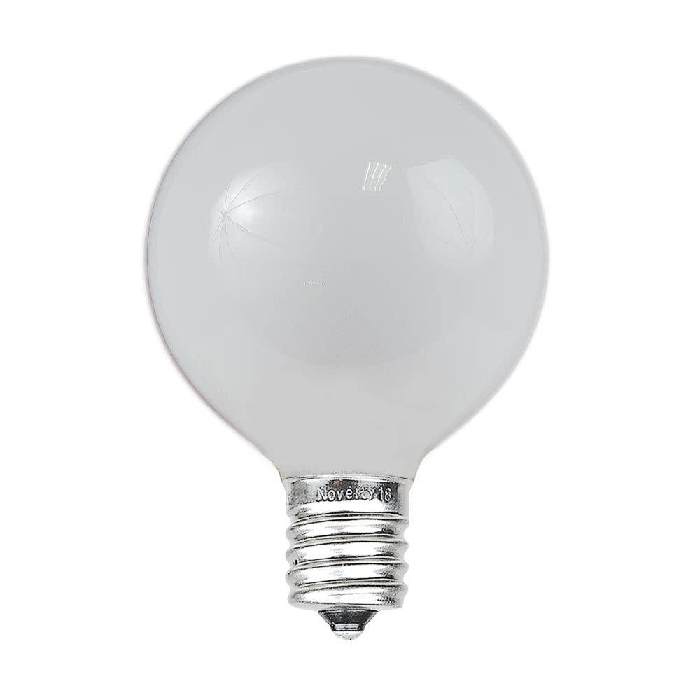 Novelty Lights Novelty Lights 25 Pack G40 Frosted White Outdoor Globe Bulbs, Light Bulbs Glass Incandescent Bulbs with 3000 Hour Lifespan, Globe String Lights Replacement Bulbs