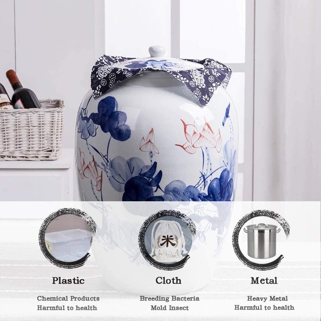 ZARUX Storage Jar air Tight Airtight Food Storage Containers Ceramic With Lids Large Creative Kitchen Canisters Jars Porcelain,Pantry Organization And Storage For Flour Snacks Sugar Coffee Cereals 25L Blue