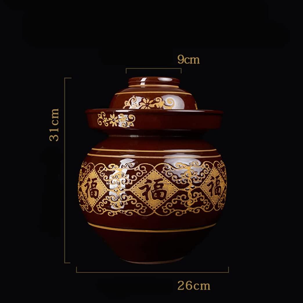 QPZK QPZK Traditional Chinese Porcelain Pickle Jar, Ceramic Fermentation Crock Pickling Pot,Fermenting Jar with Water Seal Airlock Lid Stoneware Fermenter for Kimchi Sauerkrau L