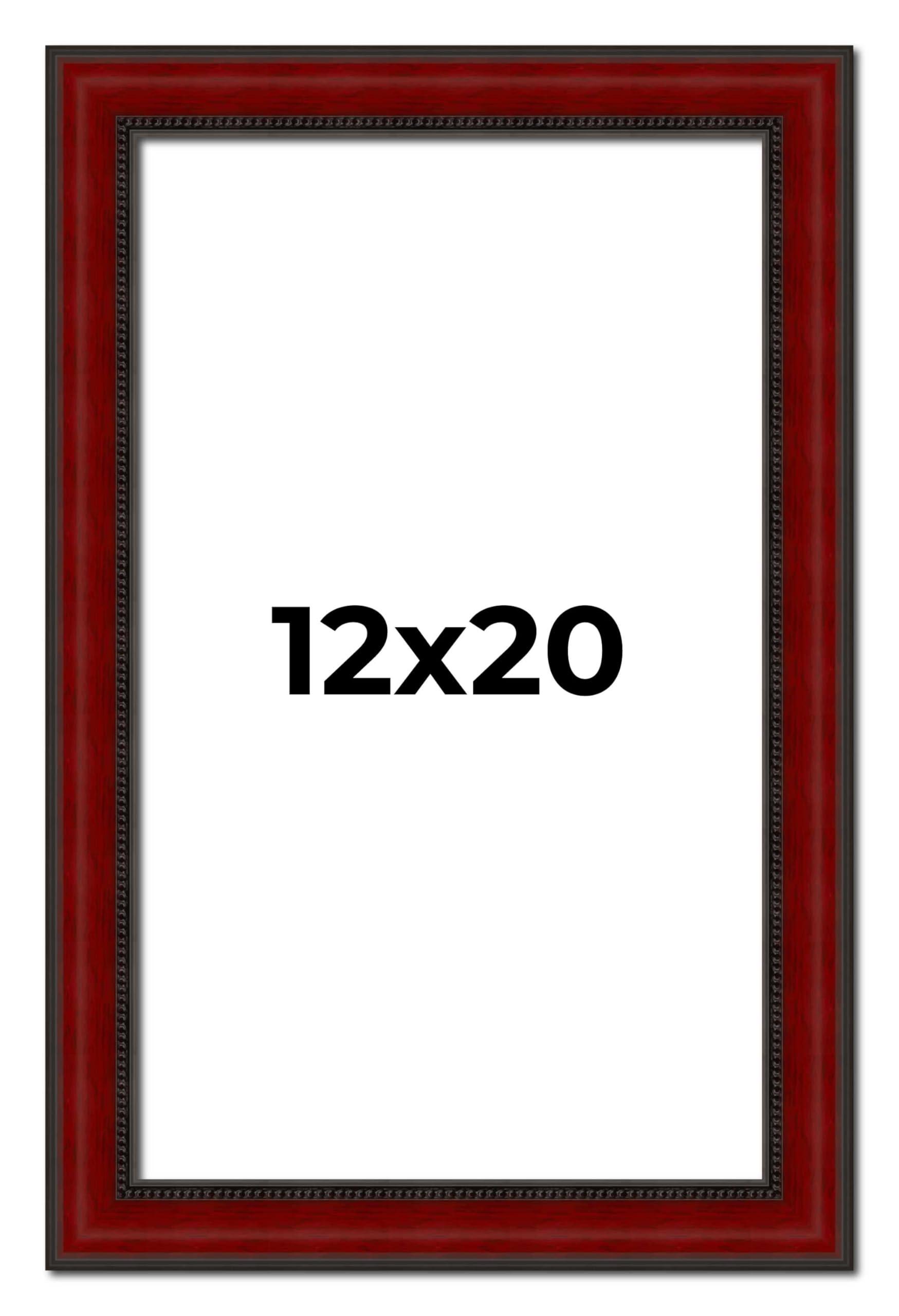 Poster Palooza Poster Palooza 12x20 Frame Brown Cherry Solid Wood Picture Frame | 1.75 Inch Moulding Width | with UV Acrylic Plexiglass, Foam Board Backing & Hanging Hardware Included