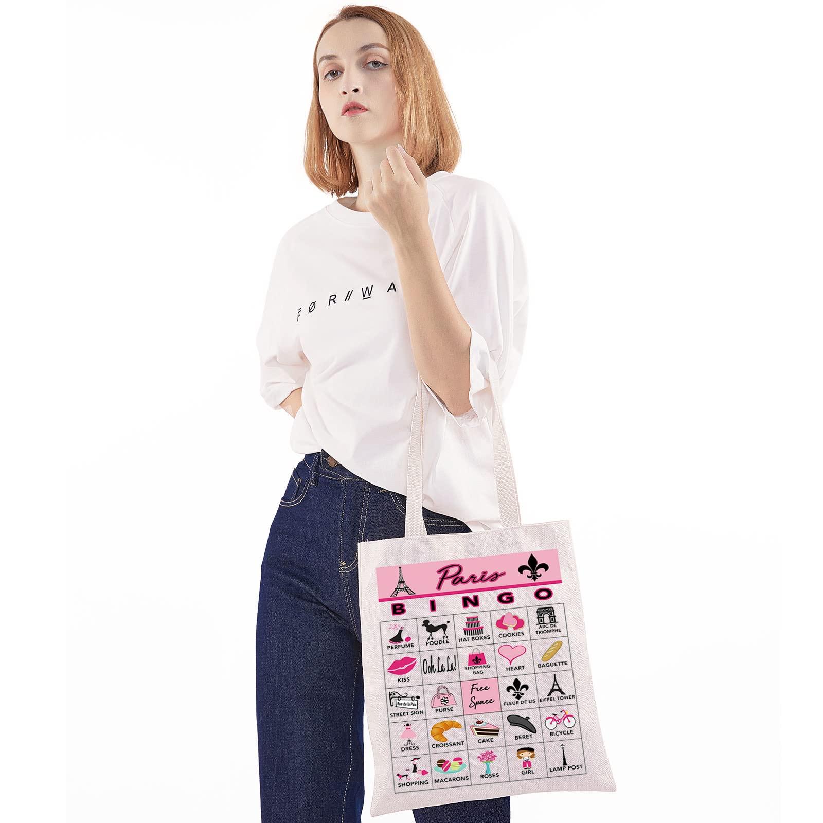 WZMPA WZMPA Paris Bingo Game Tote Bag Paris Lover Gifts Paris Canvas Tote Bag Paris Reusable Shopping Bag For Women Girls (Paris Bingo TG)