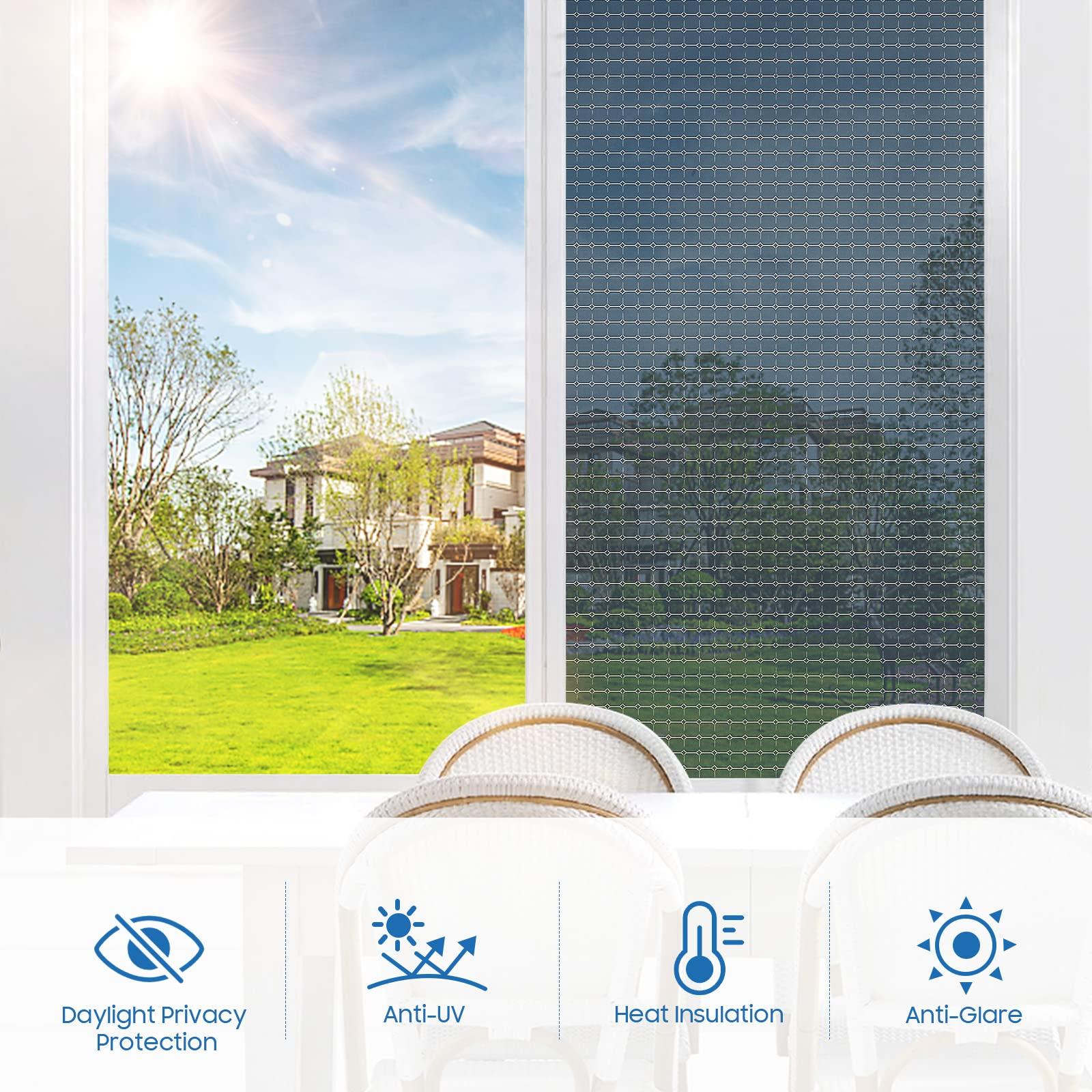 Coavas One Way Window Film Sun UV Blocking Window Tint Window Privacy Film See Out Not In Reflective Window Coverings Non-Adhesive Mirror Glass Film Heat Insulation Static Cling Home Decor (17.5 x 78.7 Inch)