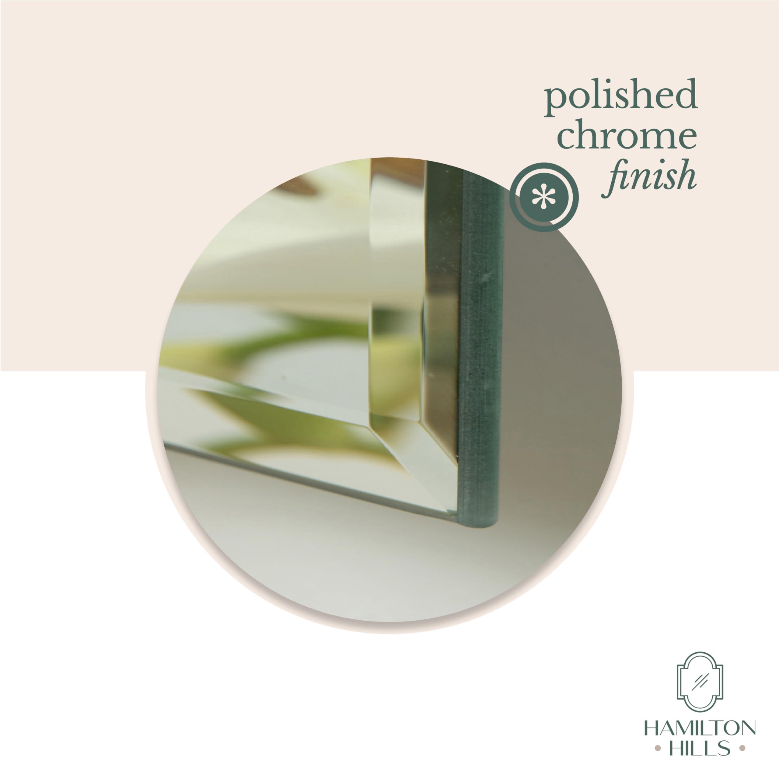 Hamilton Hills Hamilton Hills Large Squared Modern Pivot Rectangle Mirror with Polished Chrome Wall Anchors | Silver Backed Adjustable Moving & Tilting Wall Mirror | 20" x 30" Inches