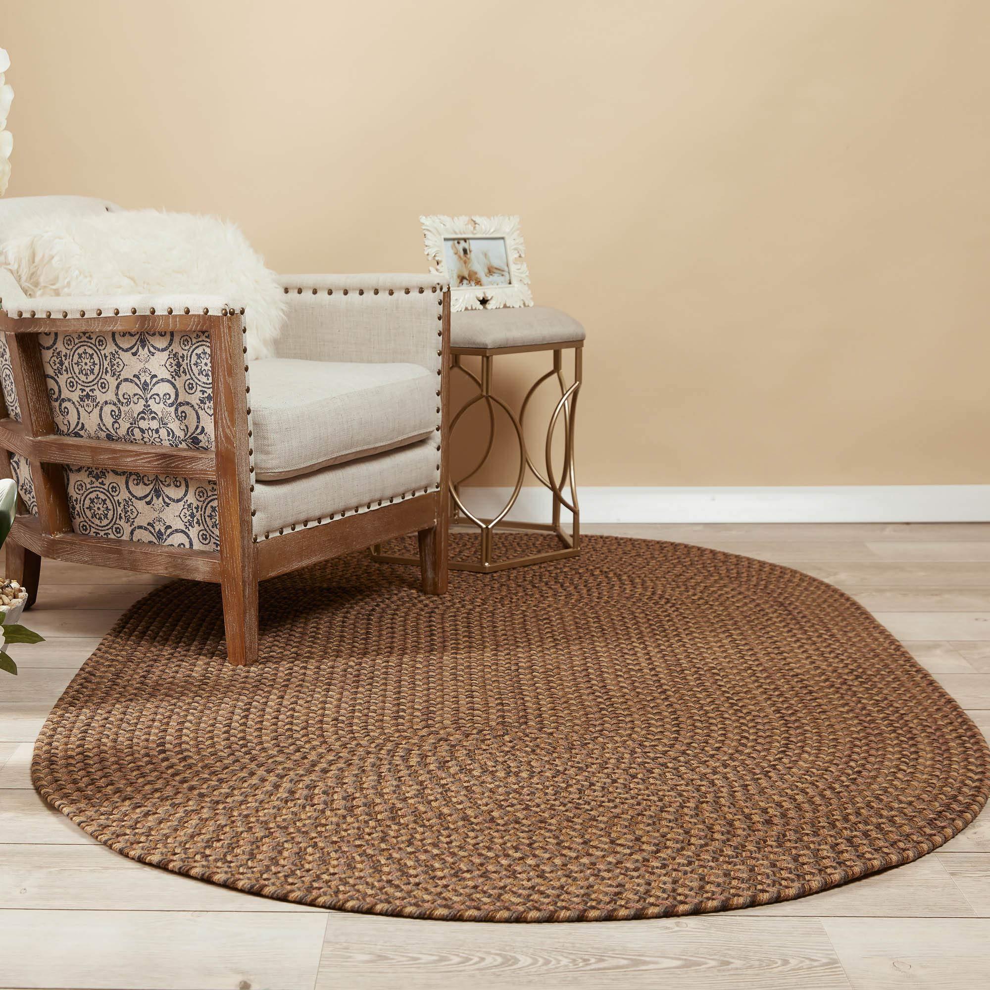 Super Area Rugs Super Area Rugs Braided Rug Sanibel Indoor/Outdoor Braided Classic American Made Carpet, Brown, 7' x 9' Oval