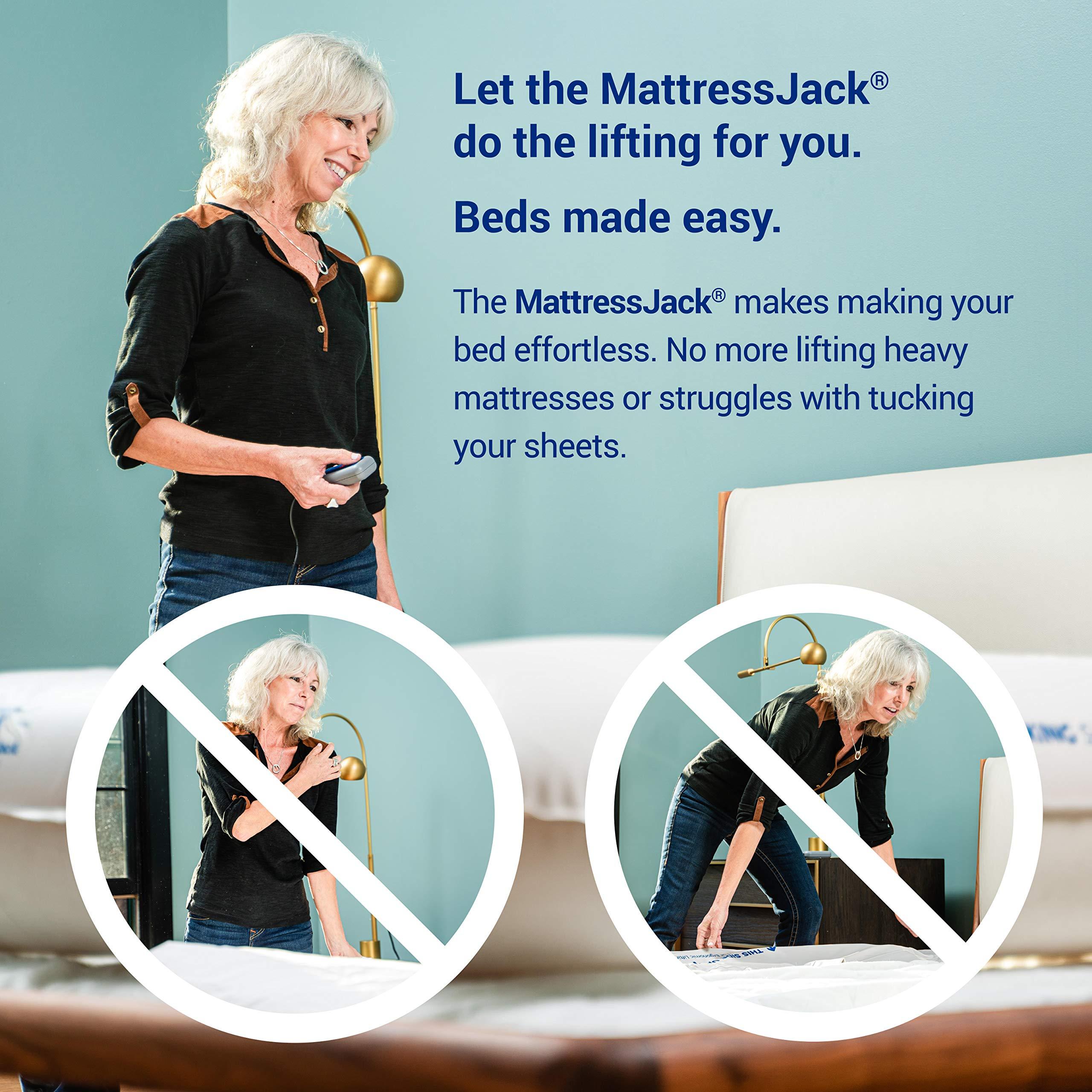 MATTRESS JACK BEDS MADE EASY Mattress Jack Mattress Lifter, Queen - Mattress Elevator for Sheet Tucking & Bed Making - Mobility Aid for Elderly, w/Inflatable Ring, Air Pump