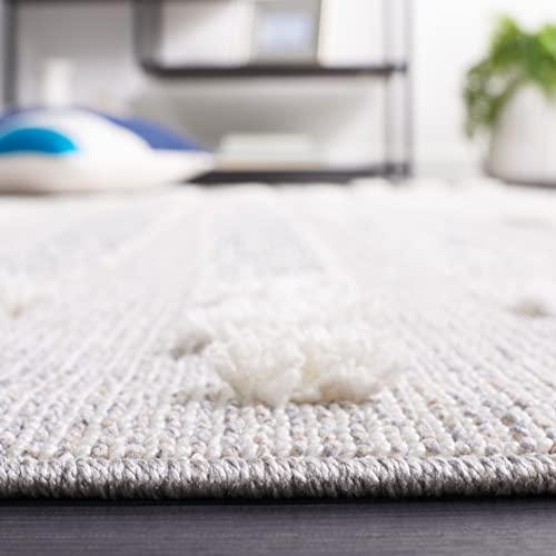 Safavieh SAFAVIEH Trends Collection Area Rug - 6'7" Round, Grey & Ivory, Modern Textured Design, Non-Shedding & Easy Care, Ideal for High Traffic Areas in Living Room, Bedroom (TRD122F)