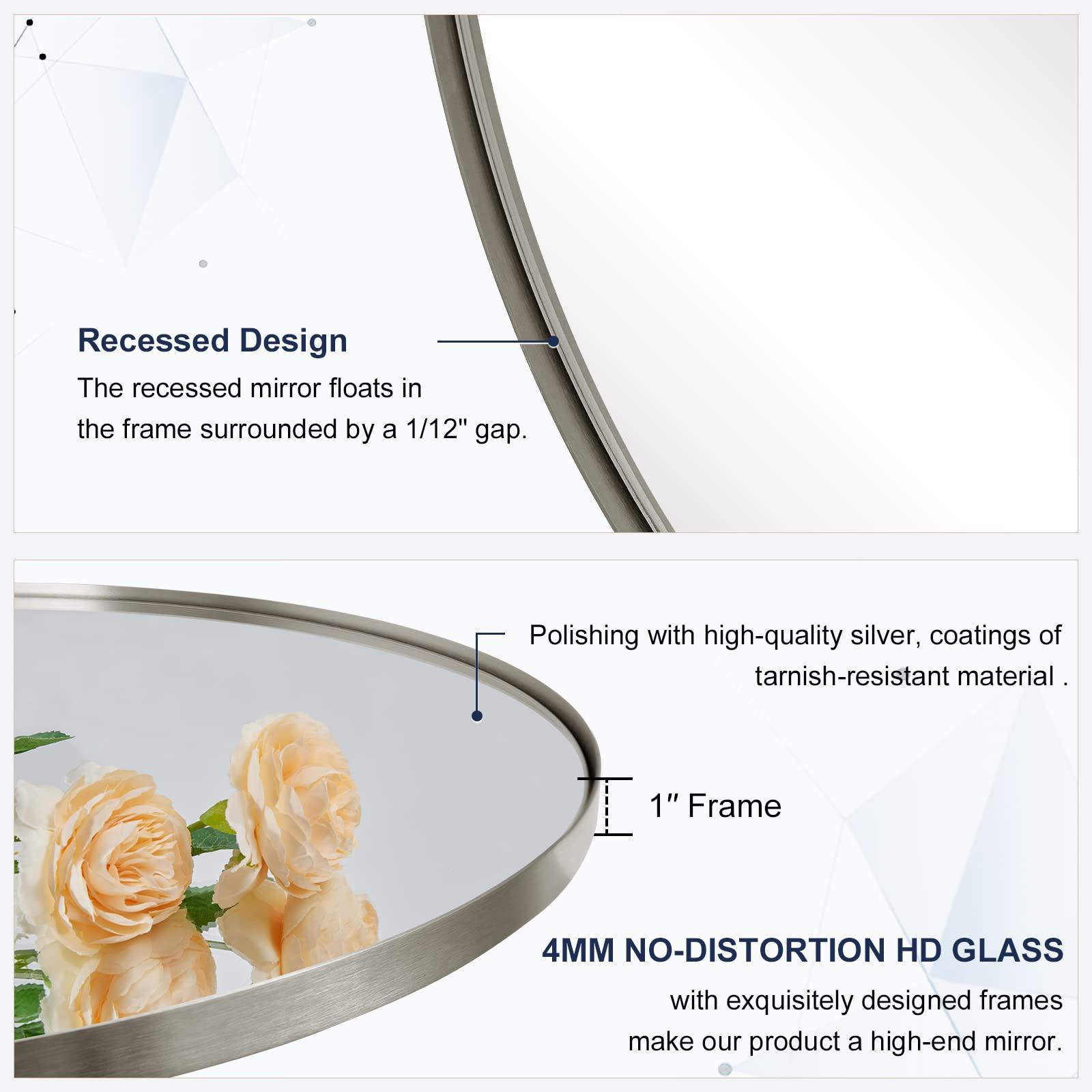 ANDY STAR ANDY STAR Brushed Nickel Oval Wall Mirror, 20x28, Modern Bathroom Mirror, Sturdy Stainless Steel Frame, Clear Reflection, Anti-Corrosion Backboard