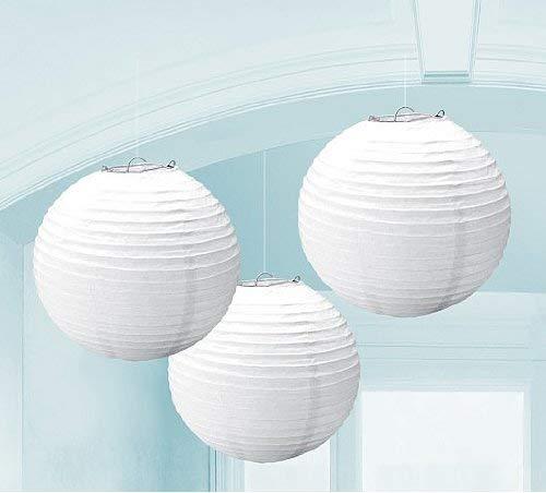 amscan Frosty White Round Paper Lanterns - 9.5\" (Pack of 3) | Versatile Decor for Birthdays, Holidays, Graduations