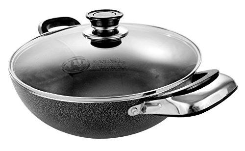 UNIWARE Uniware Non-Stick Aluminum Stock Pot With Glass Lid,Black (8 Inch)