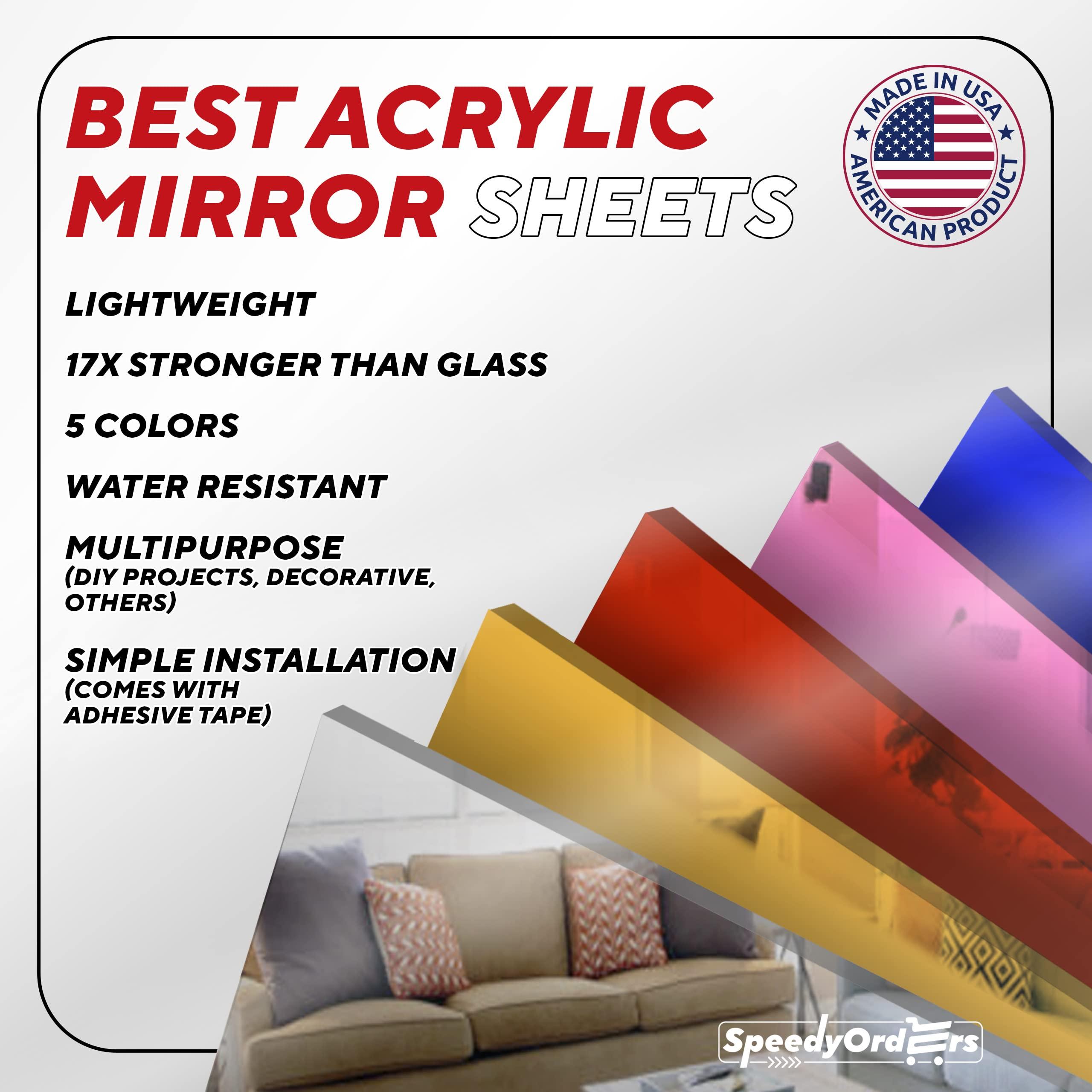 SPEEDYORDERS SPEEDYORDERS Gold Acrylic Mirror Sheet Plexiglass 24 x 24 Inches Round Corner R=1 Shatterproof Mirror Gold Plexiglass Sheet Plastic Mirrors for Wall Ideal for Decoration, Craft, Home Decor