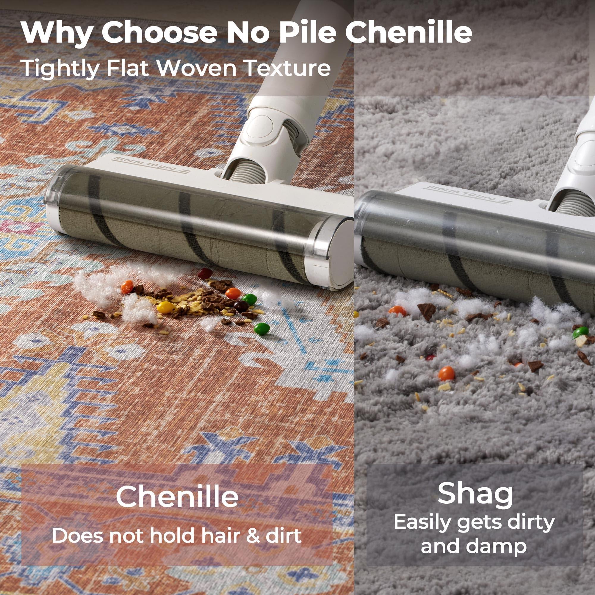 Kokia Kokia Area Rugs Living Room 9x12 Ultra-Thin No Pile Washable Maple Red Large Area Rug Bedroom Geometric Tribal Distressed Lightweight Carpet for Dining Room Home Office