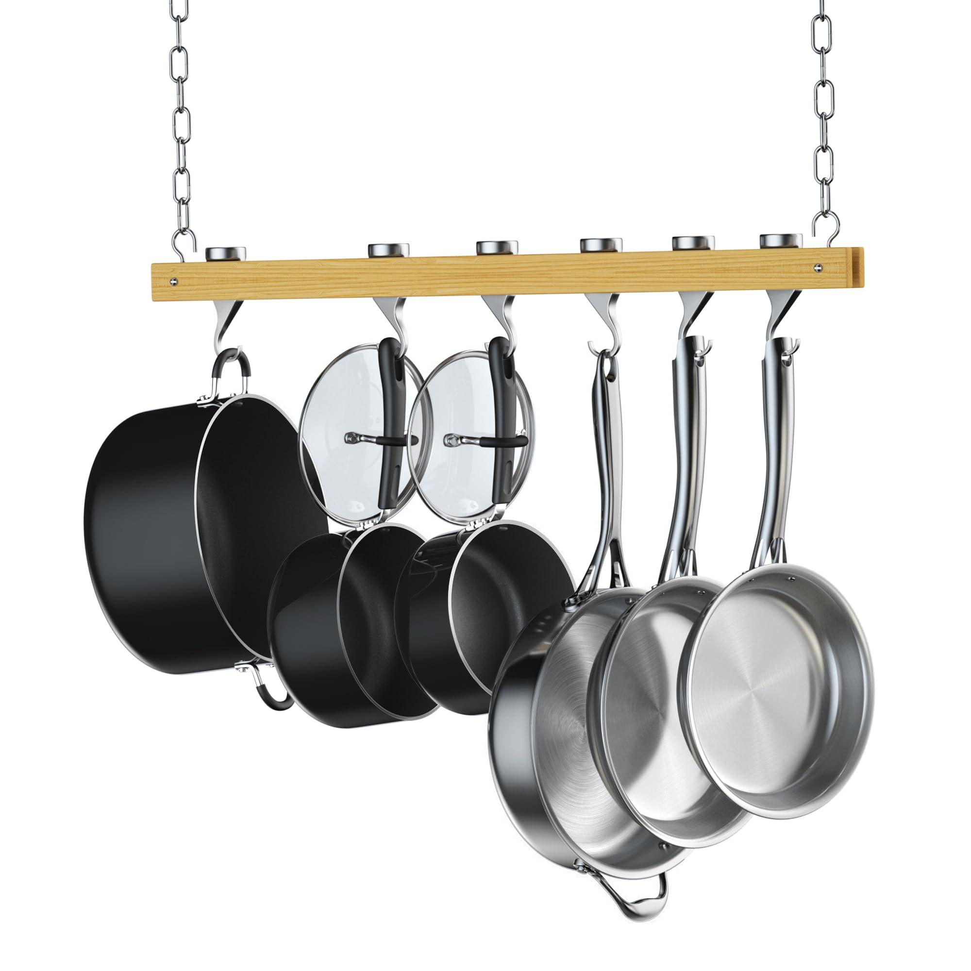 Cooks Standard Cooks Standard NC-00269 Standard, Single Bar, 36-Inch Ceiling Mounted Wooden Pot Rack, Brown