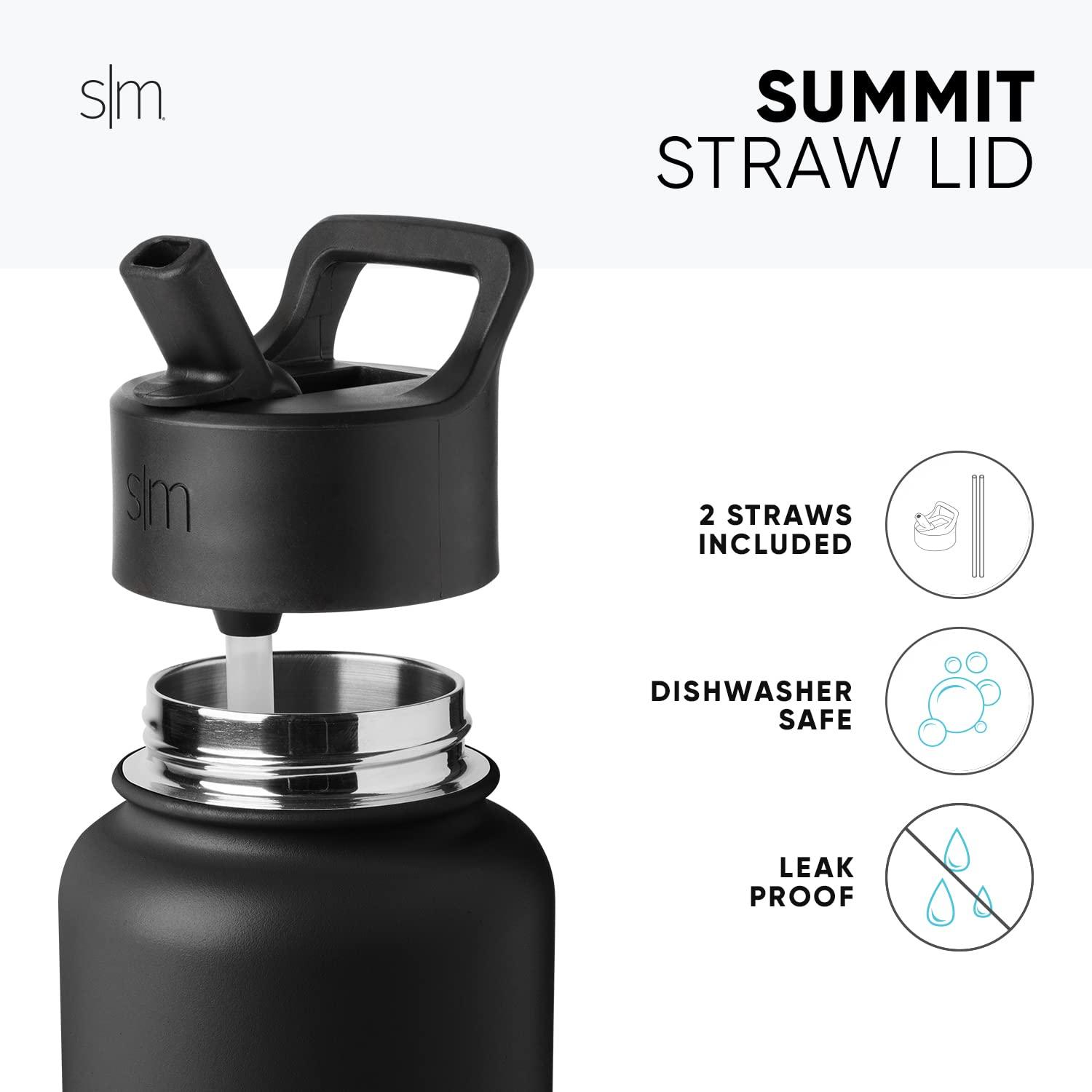 Simple Modern Simple Modern Water Bottle with Straw Lid Vacuum Insulated Stainless Steel Metal Thermos Bottles | Reusable Leak Proof BPA-Free Flask for Gym Sports | Summit Collection | 22oz, Midnight Black