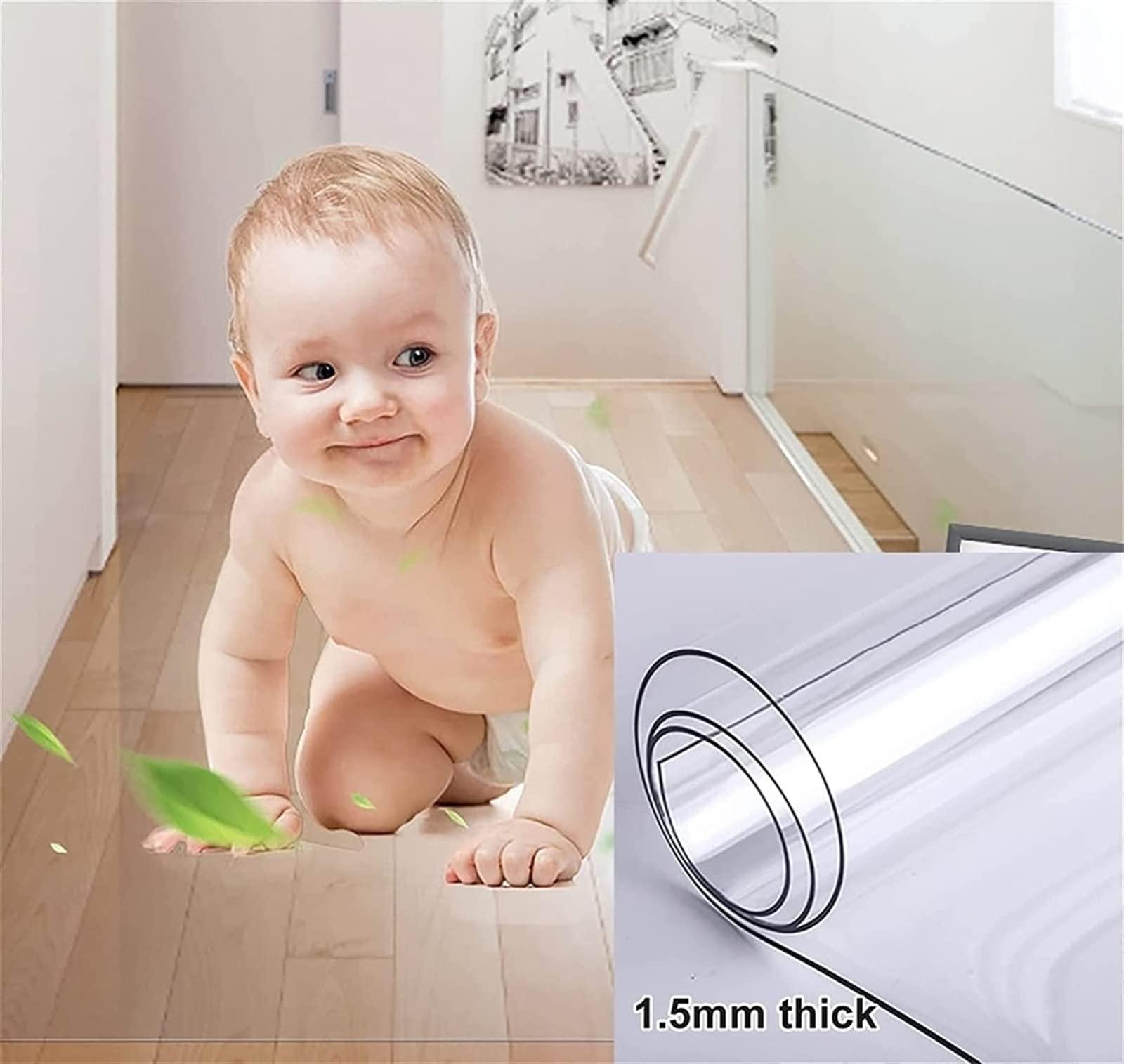 generic Runner Rug Clear Vinyl Plastic Floor Runner Protector3.3x10.2 FT Heavy Duty Floor Runner/Protector for Hardwood Floors Clear Plastic Rug, Can be Cut Transparent 1.5mm/0.06in