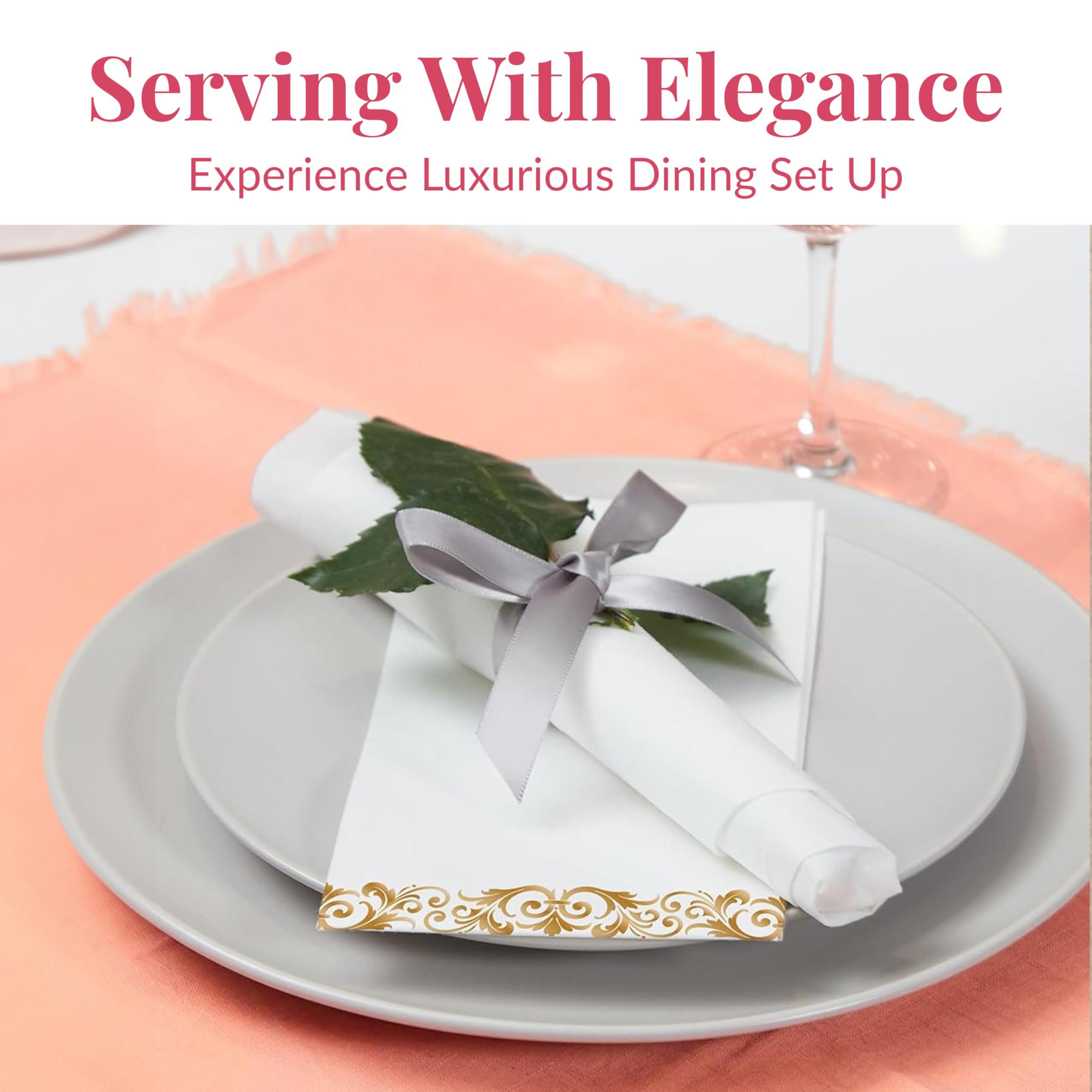 Prestee 50-Pack Linen Feel Dinner Napkins by Prestee - Soft Disposable Paper Hand Towels for Bathroom and Events - Durable, Absorbent Party Napkins for Weddings, Dinners and Special Occasions - 7.8 x 4.25 In