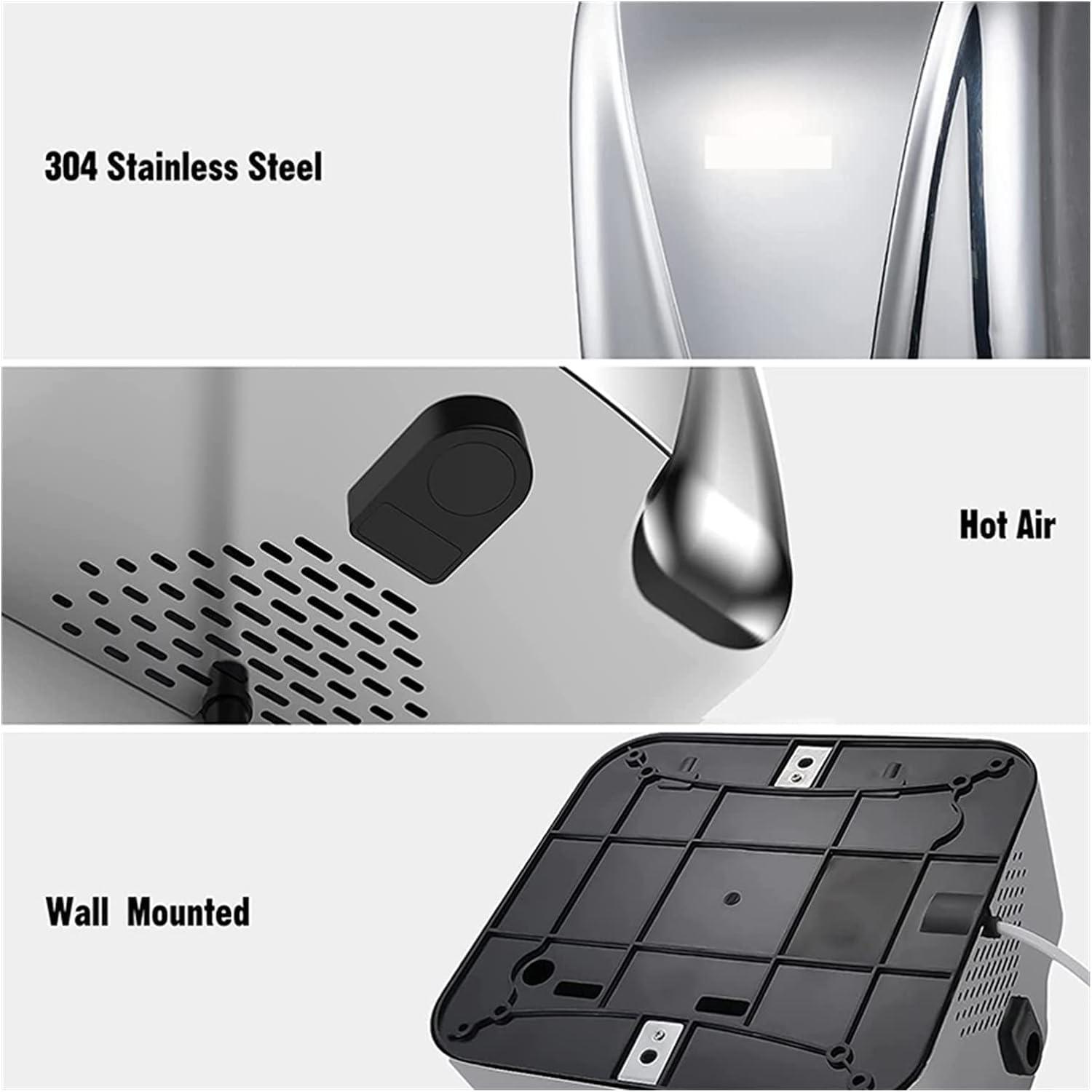 icVantA icVantA Hand Dryer Toilet 1800W Jet Hand Dryer Bathroom Smart Sensor Wall Dryer Machine 304ss Induction Automatic Hand Dryer for Commercial,Bianco-Type