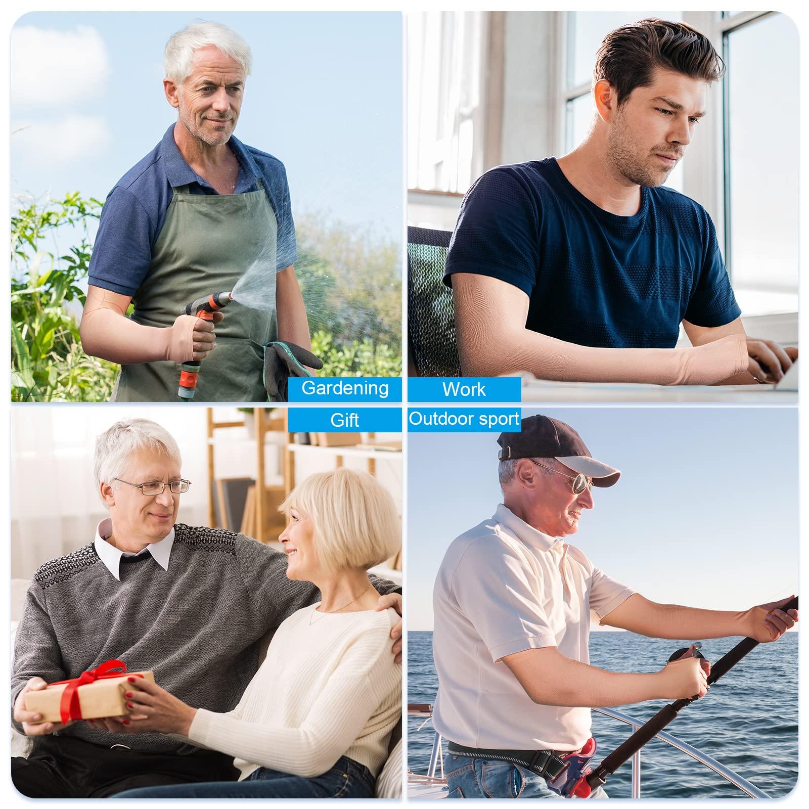 Coume Coume 2 Pairs Elderly Skin Protection Sleeves Arm Protector for Thin Skin Bruising for Men Women(Elegant Style,Medium)