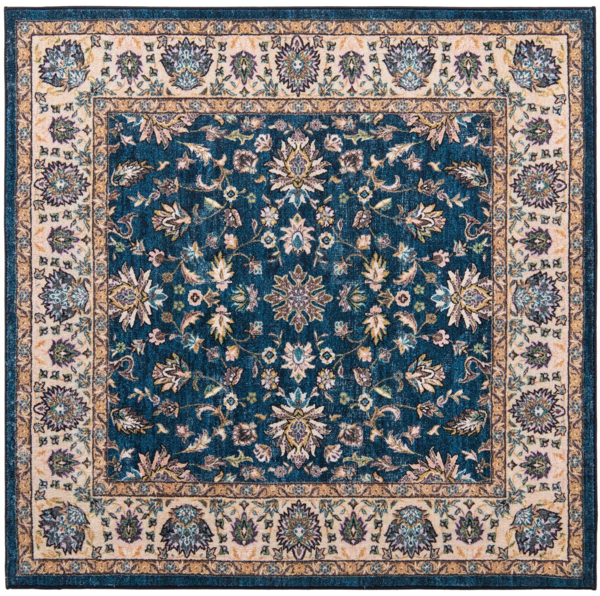 Rugs.com Rugs.com Medina Collection Rug 5 Ft Square Egyptian Blue Medium Rug Perfect for Living Rooms, Kitchens, Entryways