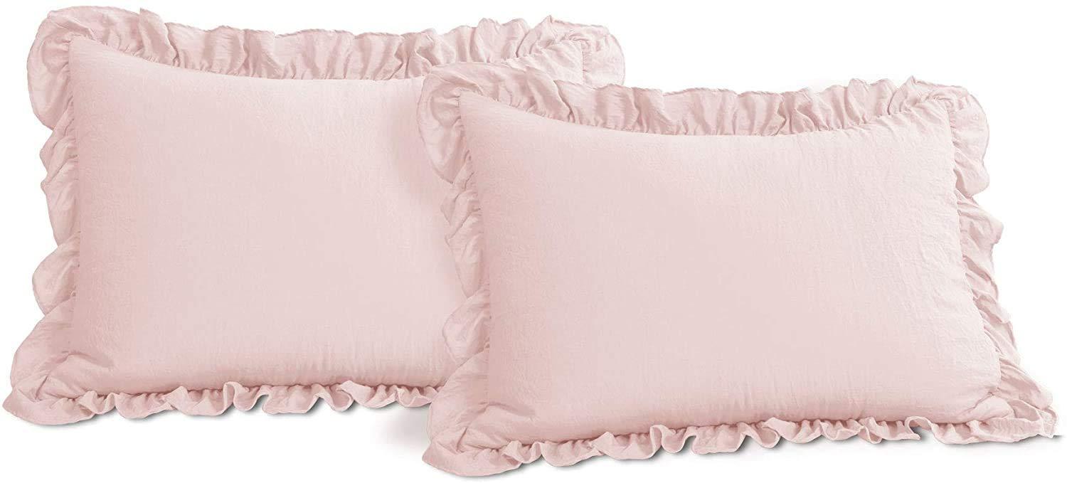 Lush Decor Lush Decor Reyna Ruffle Comforter Set - 3 Piece Cozy Ruffled Bedding Set - Timeless Elegance and Comfort for Bedroom - King, Blush