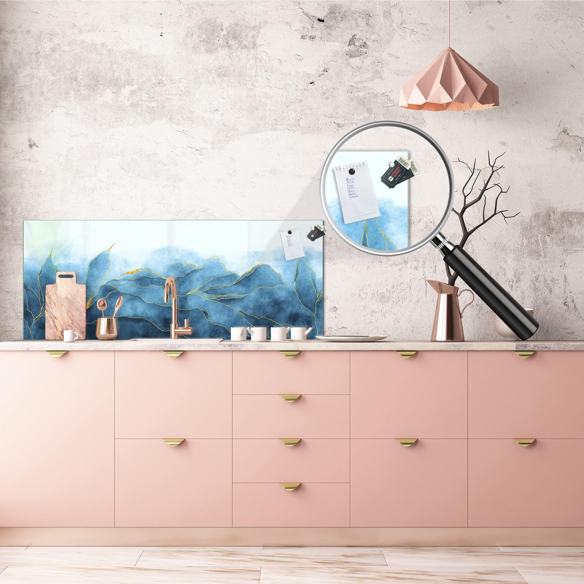 Concept Crystal Design glass backsplash - Tempered Glass magnetic splashback MBBS16: Marbles 1 Series