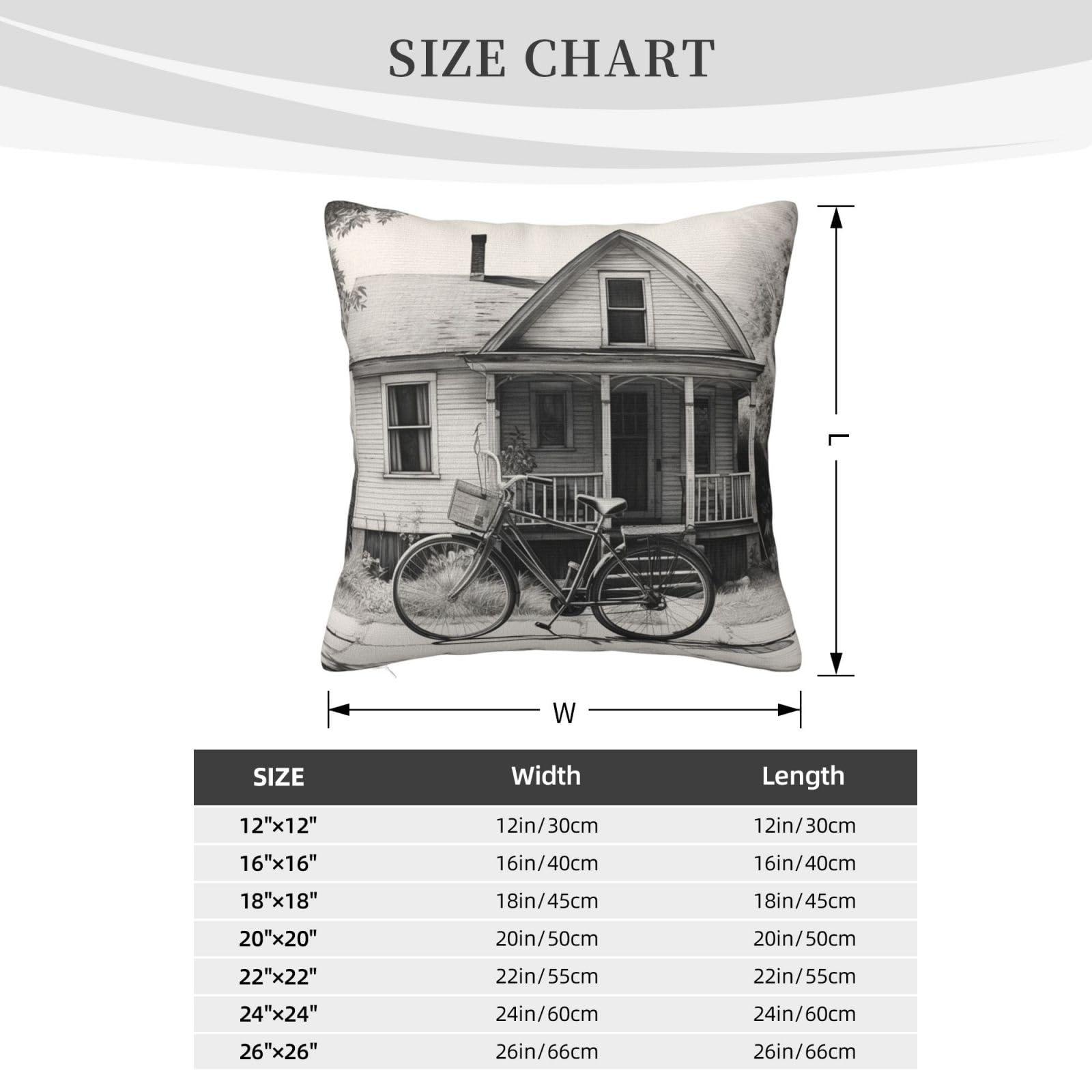 VTCTOASY VTCTOASY Decorative Throw Pillow Covers 20\"x20\" Square Pillow Covers Old Bicycle Throw Pillow Cover for Sofa Double Sided Plush Pillow Case Cushion Case for Living Room