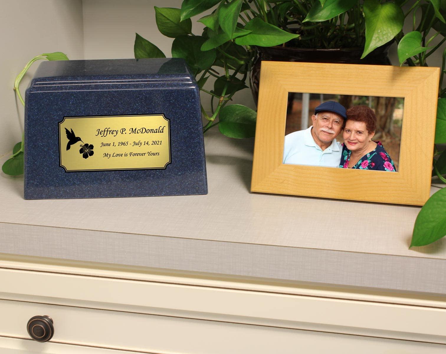 Mainely Urns Hummingbird Themed Rose Promise Cremation Urn for Ashes with Personalization - Cultured Marble Urn - 200 Cubic Inch Capacity for a Person Weighing Up to 200 Pounds