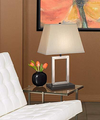 360 Lighting 360 Lighting Modern Accent Table Lamp 22 3/4" High Brushed Nickel Open Geometric Metal Rectangular Linen Fabric Shade for Bedroom Living Room House Home Bedside Nightstand Office Family
