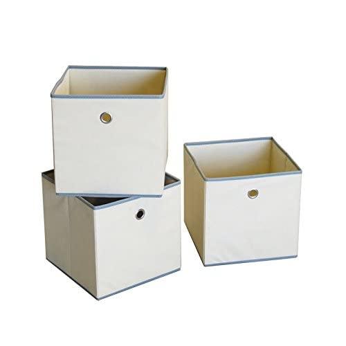 VidaNaticle VidaNaticle Large Storage Bins, Colonial Fabric Bin, Foldable Storage Boxes, Storage Baskets for Organizing, Shelves, Bedroom, Home, Office (11\"x11\"x11\", Beige, 3 Pack)
