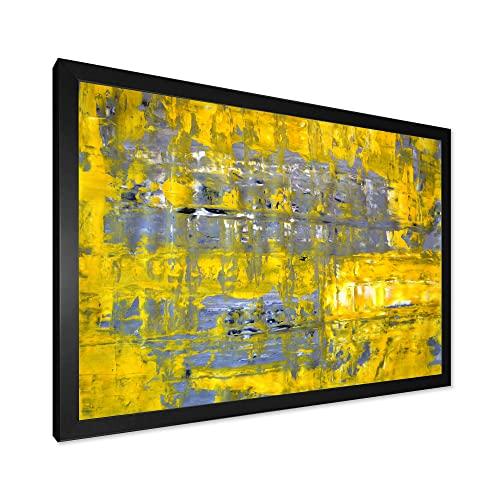 DesignQ DesignQ Yellow Meets Grey Abstract Art I Modern Framed Wall Art