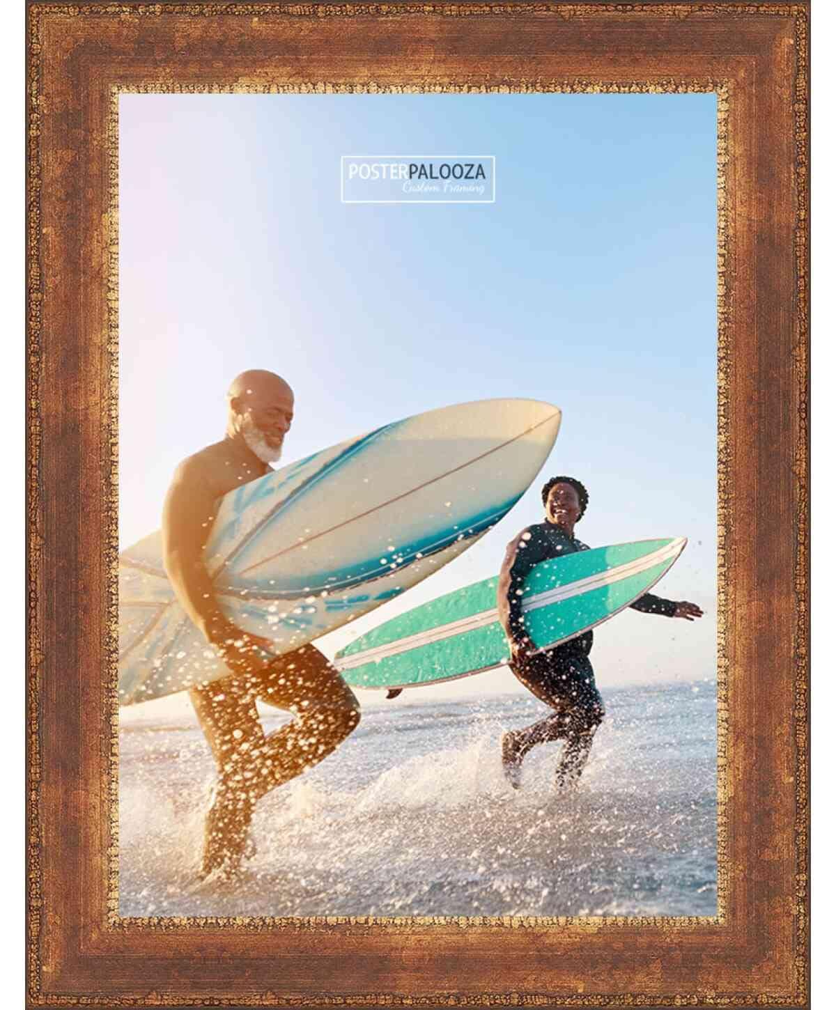 Poster Palooza Poster Palooza 22x18 Frame Gold Antique Patina Solid Wood Picture Frame | 1.25 Inch Moulding Width | with UV Acrylic Plexiglass, Foam Board Backing & Hanging Hardware Included