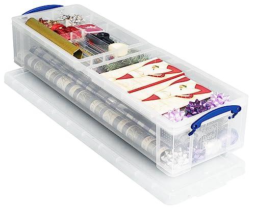 Really Useful Box Really Useful Plastic Storage Box 22 Litre with 2 Trays, 1 Plain Tray + 1 Office Tray Clear