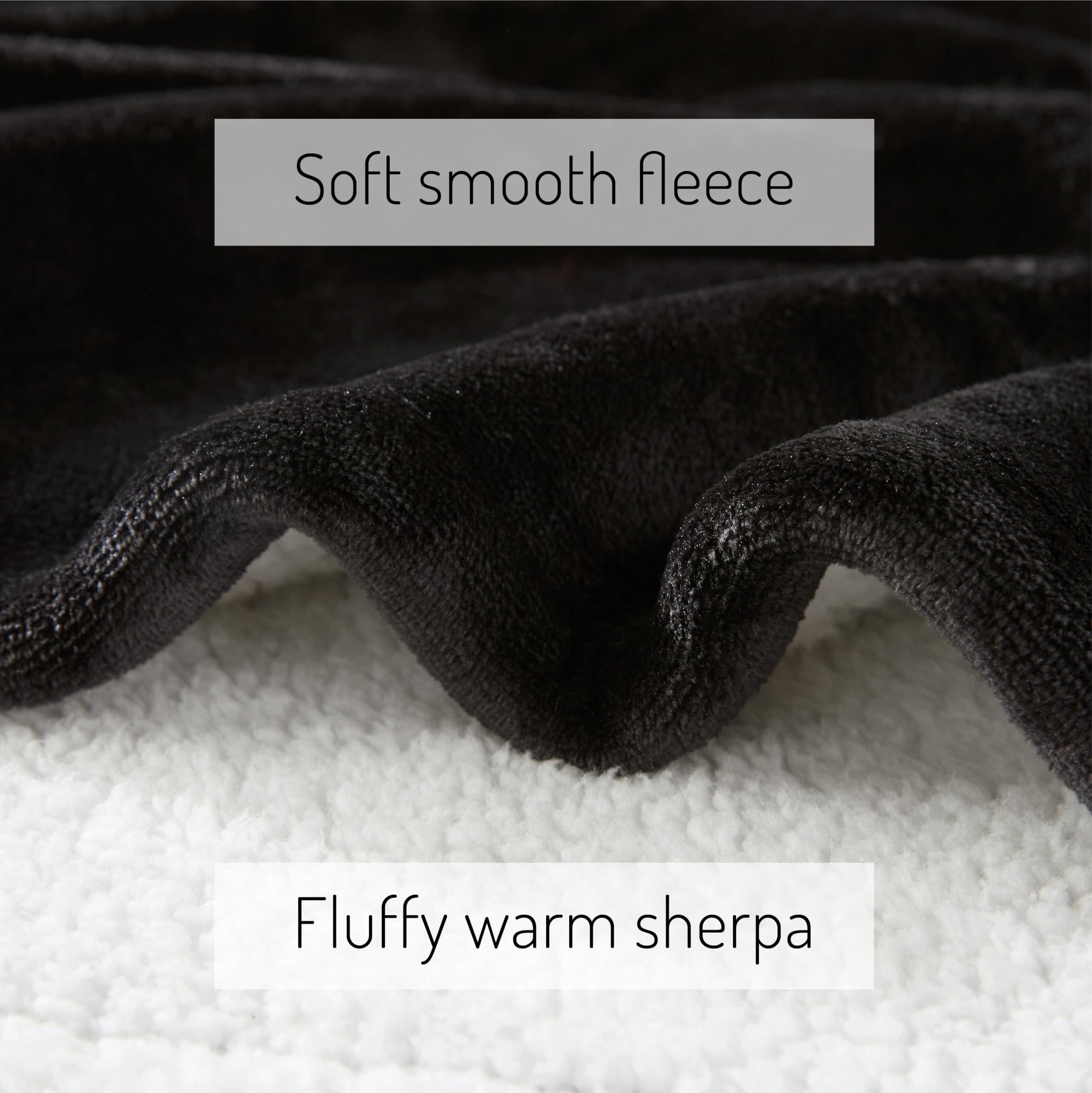 Degrees of Comfort Degrees of Comfort Wearable Blanket Hoodie, Oversized Sherpa Hooded Blankets Sweatshirt - Gifts for Women and Men - 38x32 inch Adult Size, Black