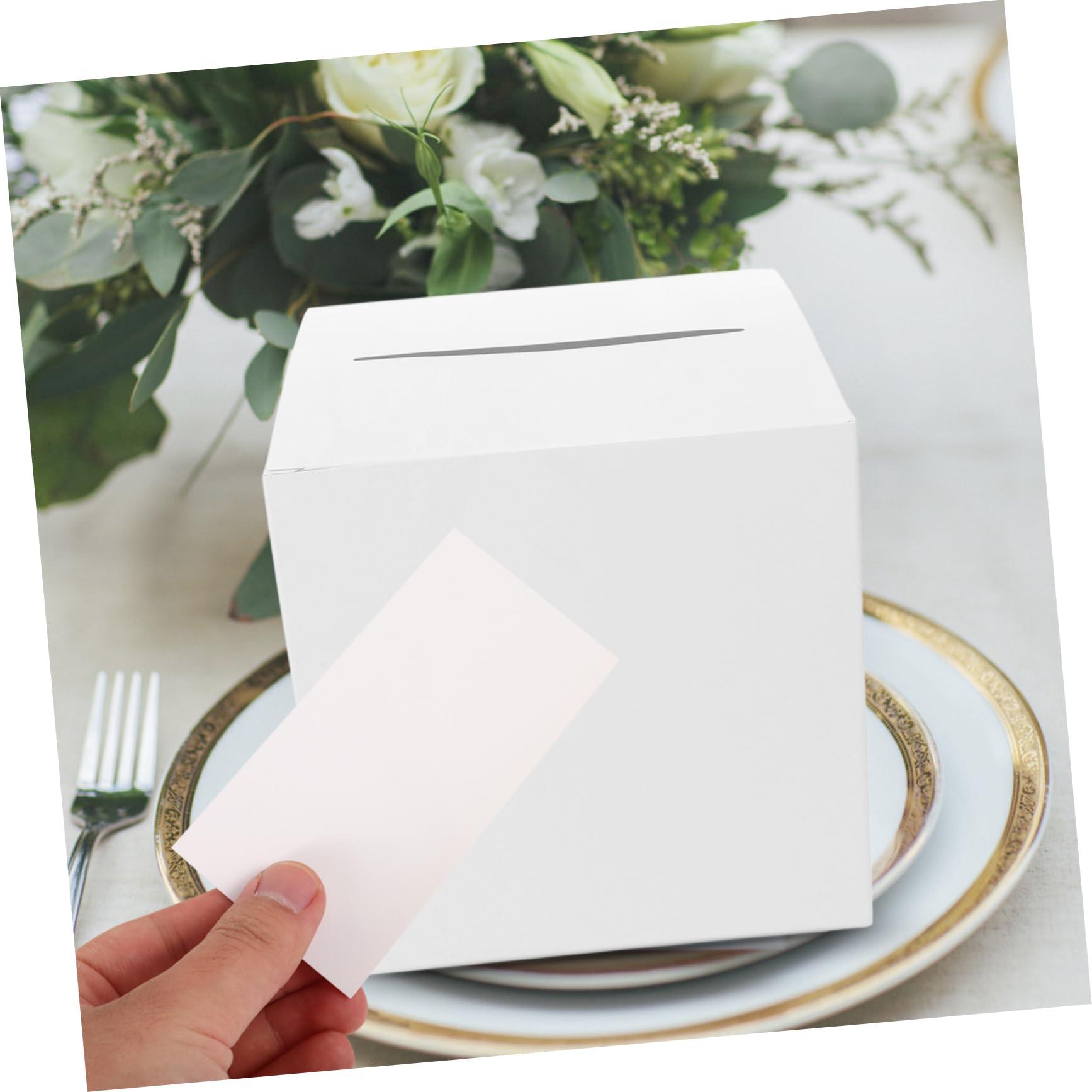 OKUMEYR OKUMEYR 4 Sets Raffle Ticket Card Box Wedding Wishing Well Bridal Card Holder Ballot Boxes Anniversary Cards Container Greeting Cards Container Business Card Holder Paper White