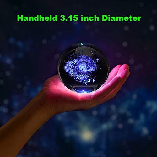 Zulux Zulux Galaxy Crystal Ball - Galaxy Balls for Kids with LED Lamp Base, Clear 80mm(3 inch) Galaxy Glass Art for Kids Birthday Gifts, Teacher Gifts,Gift for Anniversary and Boyfriend Birthday