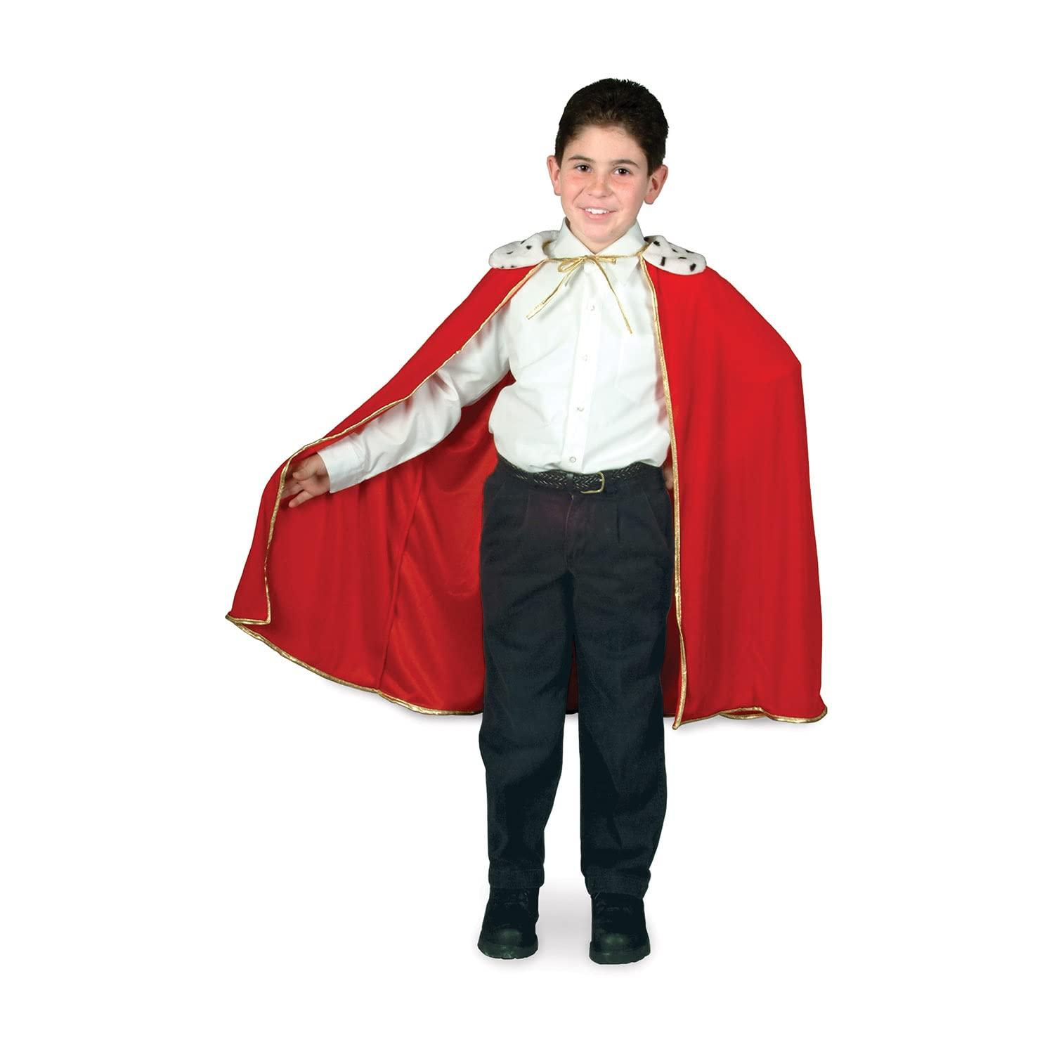 Beistle Beistle Child Size Red King Queen Robe, Fantasy Prince Princess Medieval Halloween Costume Cape Mardi Gras Accessory, 33\"