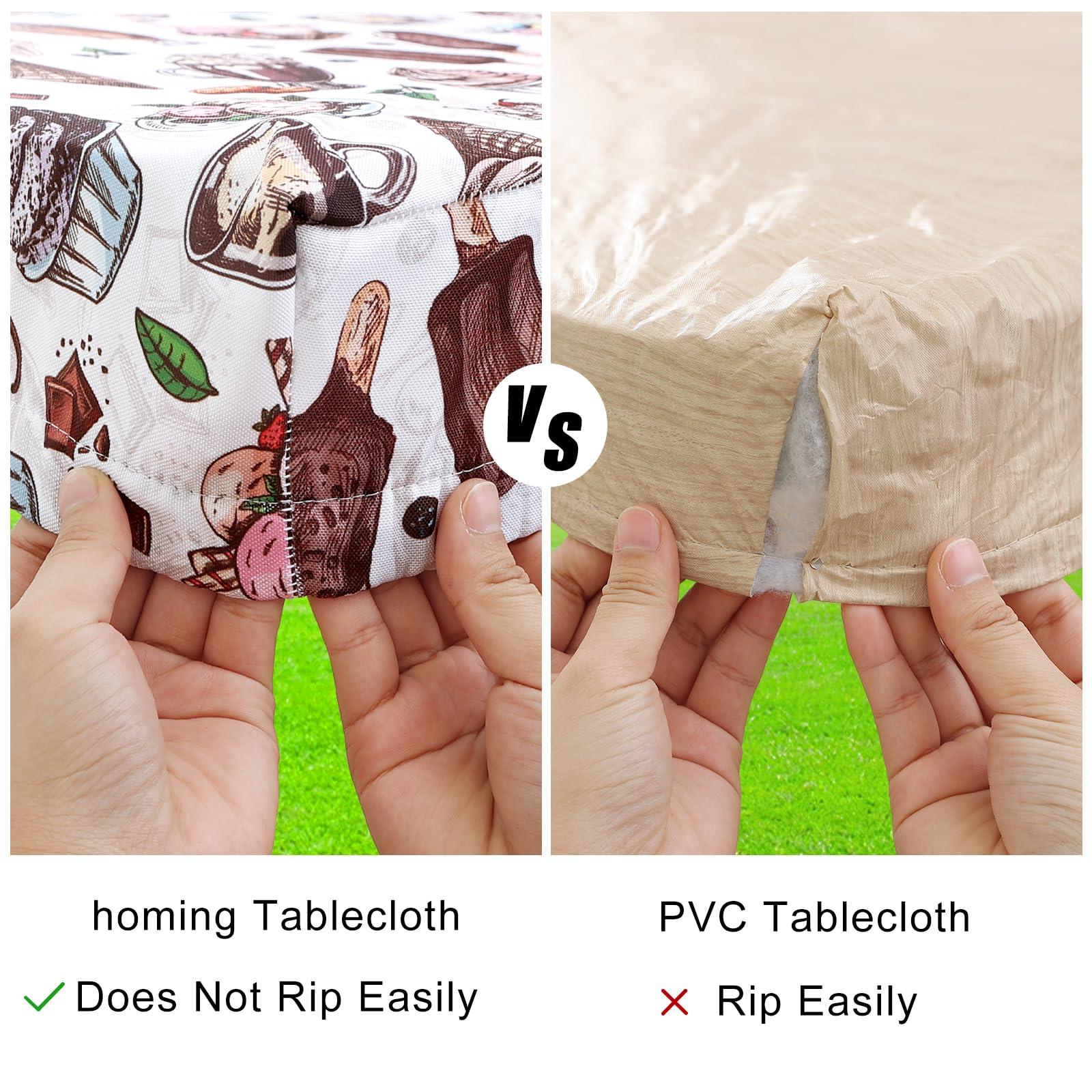 homing homing Rectangle Printed Fabric Tablecloth, Elastic Fitted Table Cloth for 6 Foot Table, Washable Polyester Table Cover for Outdoor, Picnic, Camping and Indoor, (Ice Cream, 30\" x 72\")