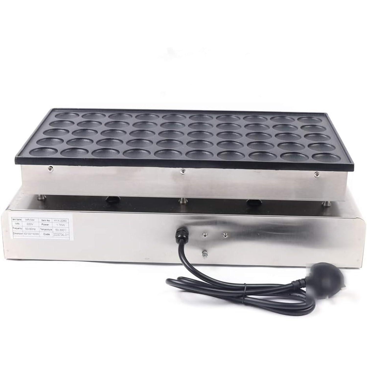 DAZULI 50-Hole Mini Dutch Pancakes Maker, Non-Stick Electric 50-Piece Mini Dutch Pancake Baker Maker Iron Machine