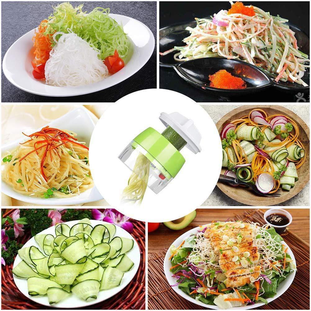 TOPINCN Handheld Spiralizer 3 in 1 Vegetable Slicer, Veggie Spiral Cutter Zucchini Spaghetti Maker Zoodle Maker Adjustable Spiral Slicer for Low Carb Vegan Meals (17/9/9)