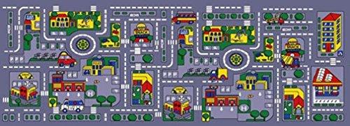 Champion Rugs CHAMPION RUGS CHILDREN DRIVING FUN CITY MAP CARPET PLAY MAT (2 Feet X 7 Feet Runner)