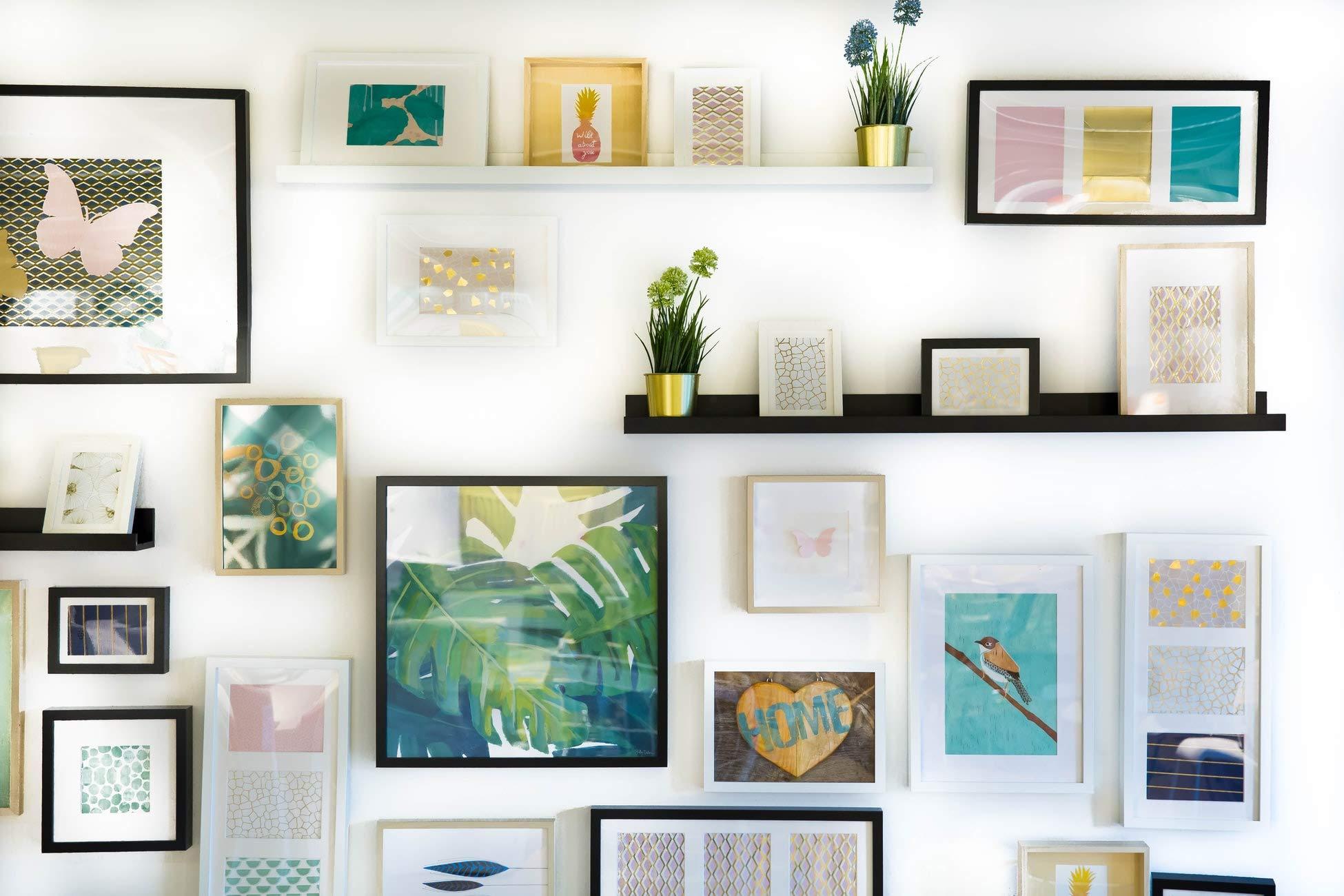 Generic 21x11 Black Picture Frames - Ready to Hang Solid Pine Wood Poster Frame - Photo Frame Polished Glass Front Clear Plexiglass Display Photograph - Hanging Hardware Included - Home wall Decor - 21 x 11