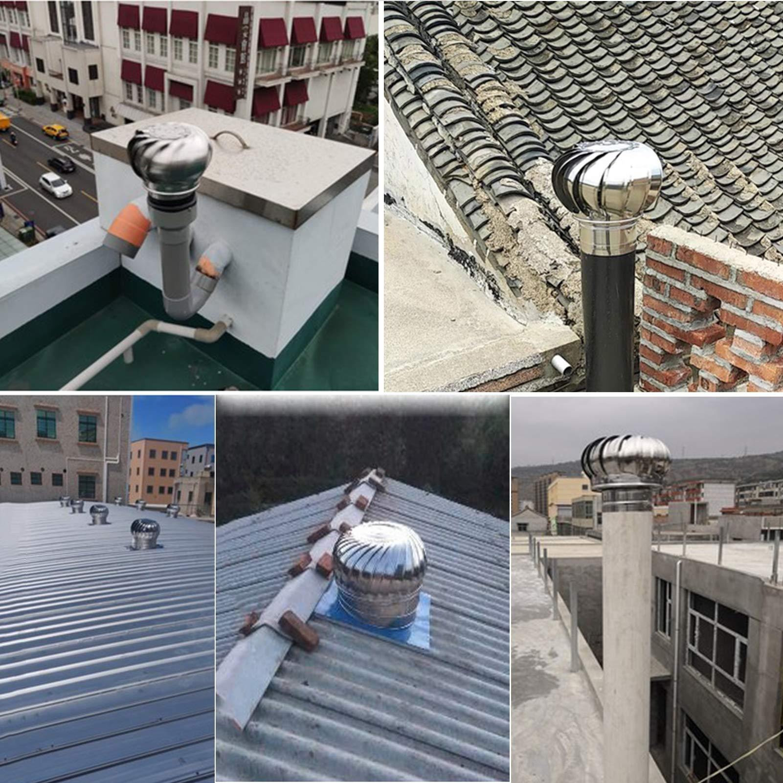 XD Designs XD Designs Rotating Chimney Cowl, 304 Stainless Steel Vent Cowl Rotating Spinner Anti-Downdraught, for Chimneys and Exhaust Vents Chimney Pots,200mm