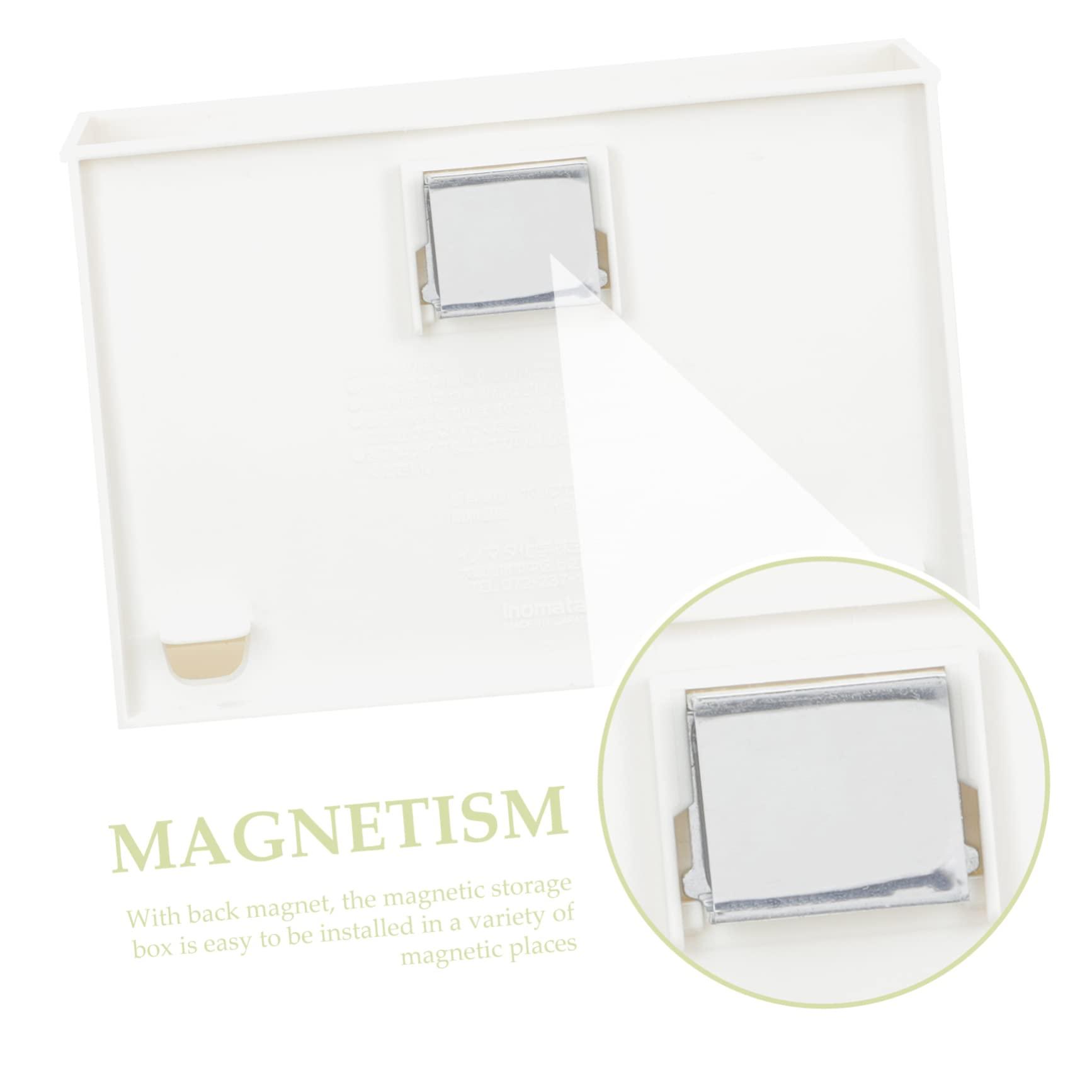 HOOTNEE HOOTNEE Box Magnetic Storage Box Organizer Can Holder Magnetic Fridge Rack Fridge Organisers Locker Fridge Storage Containers Duty Fridge Magnets Bins Holder for Fridge Pot Plastic White