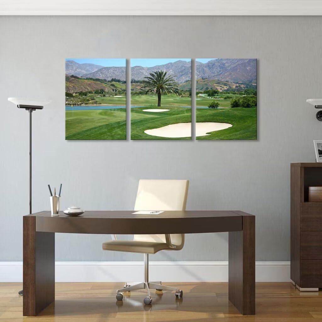 chenchenArt chenchenArt California Los Angeles Golf Course Wall Art for Living Room Bedroom Bathroom Home Decorations Los Angeles Golf Course Picture Poster Canvas Prints Framed Ready to Hang(20\'\'W x 28\'\'H x3)