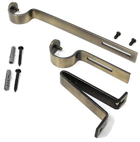 Urbanest Urbanest Long Double Drapery Curtain Window Rod Bracket Holder, Up to 1.25" Rod - Antique Brass, 2 Pieces