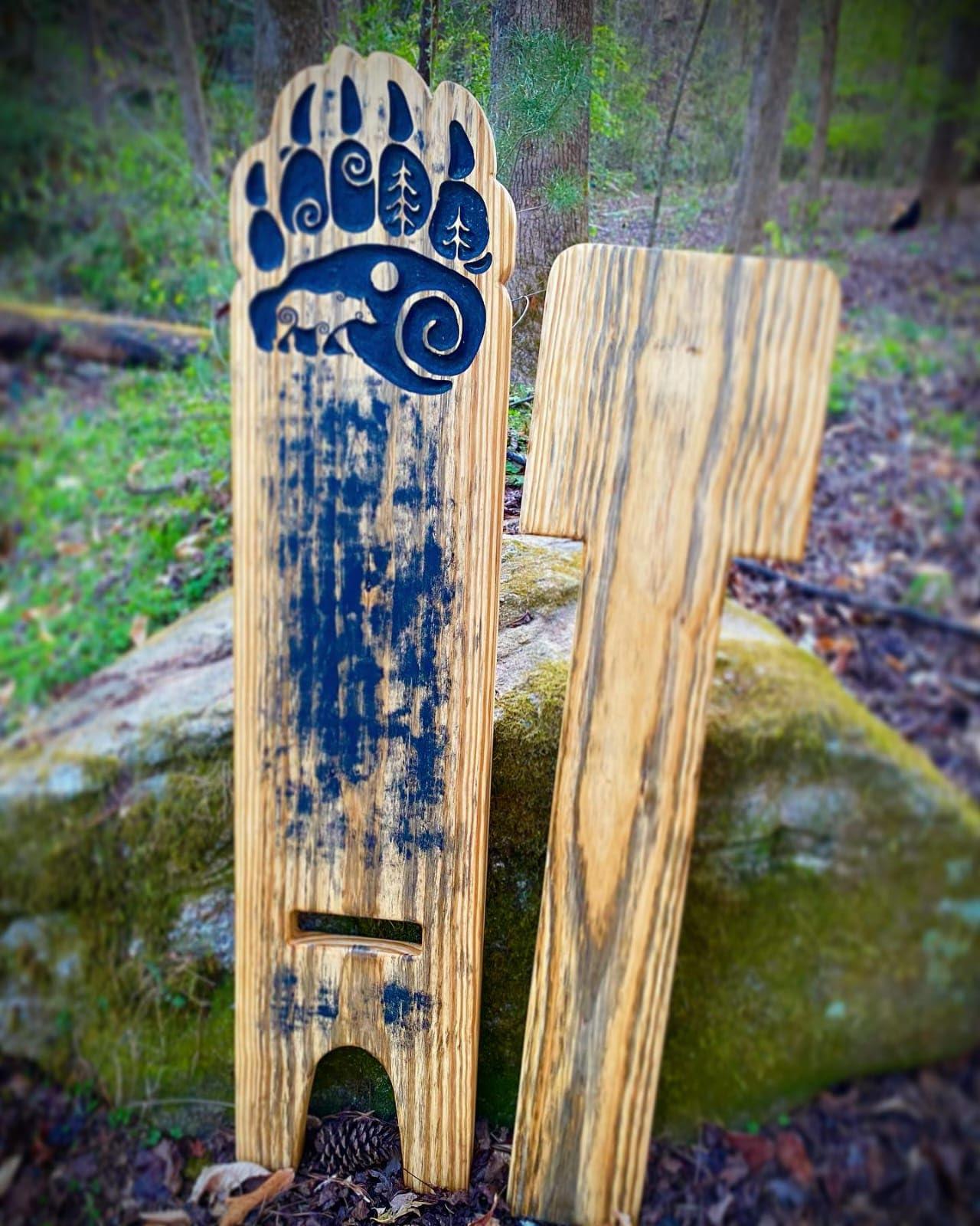 Online Solution Online Solution Norse Bear Paw Viking Slab Campfire Chair | Viking Chair Art Tail As Well Bow Hunters Light Stained Finish Pine Wood