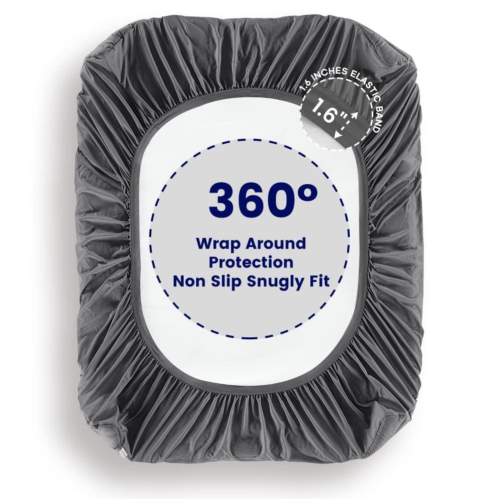 SLEEP ZONE SLEEP ZONE Grey Queen Waterproof Mattress Pad, Premium Soft Embossed Mattress Topper, Quilted Fitted Mattress Protector Cover with Elastic Deep Pocket (Grey, Queen)