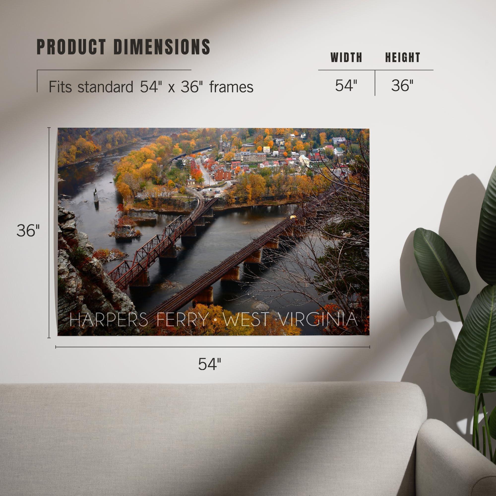 Lantern Press Lantern Press 36x54 Inch Giclee Art Print Wall Decor, Harpers Ferry, West Virginia, Bird\'s Eye View