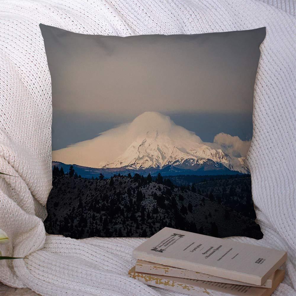 Staropho Decorative Throw Pillow Covers Soft Square Bend Sunrise Near Madras Oregon Mt Jefferson Nature Beauty Cascade Range Cascades Central Clouds Pillowcase Cushion Cover for Couch Chair Bed 16x16 Inch